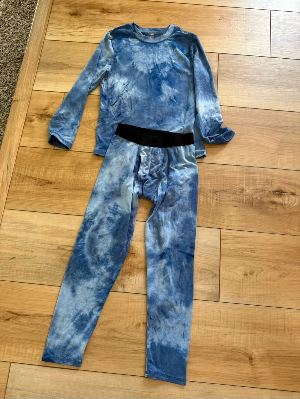 all in motion Kids Thermal Pajama Set - Blue Tie-Dye & Heather Gray